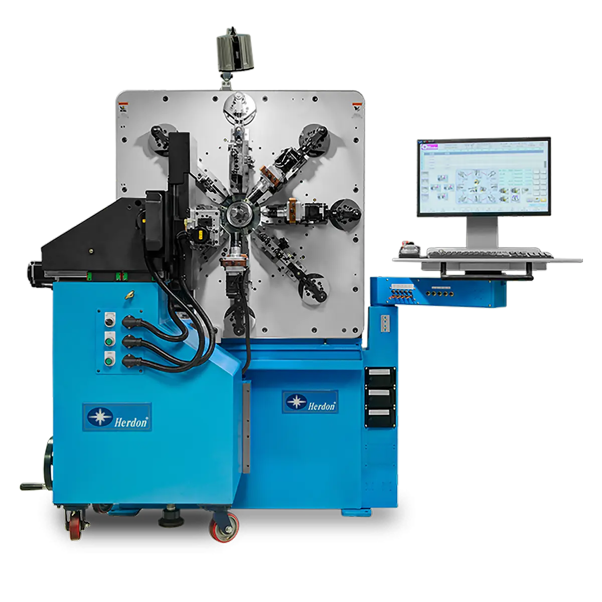 Herdon CSX-20 AT CNC spring coiling machine with multi-axis tooling and touchscreen control.